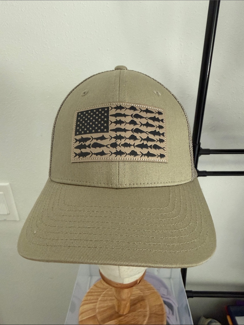 Columbia Unisex Khaki Fish Flag Trucker Hat